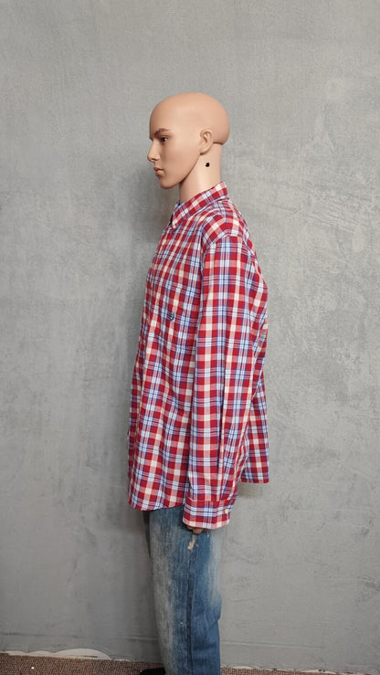 Vintage Chaps Checked Long Sleeve Shirt Red Multicolour Men's Size XXXL