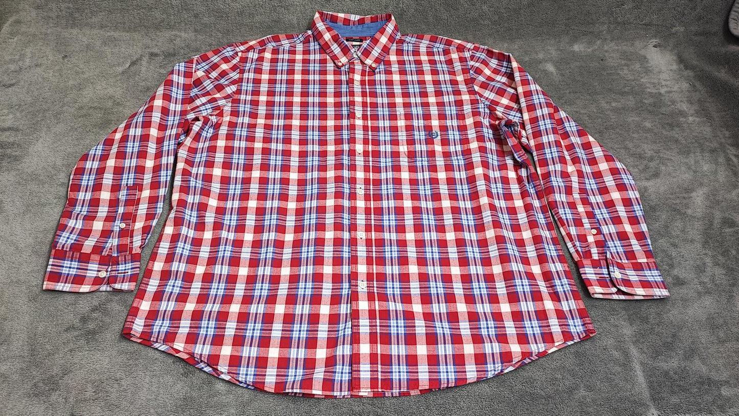 Vintage Chaps Checked Long Sleeve Shirt Red Multicolour Men's Size XXXL