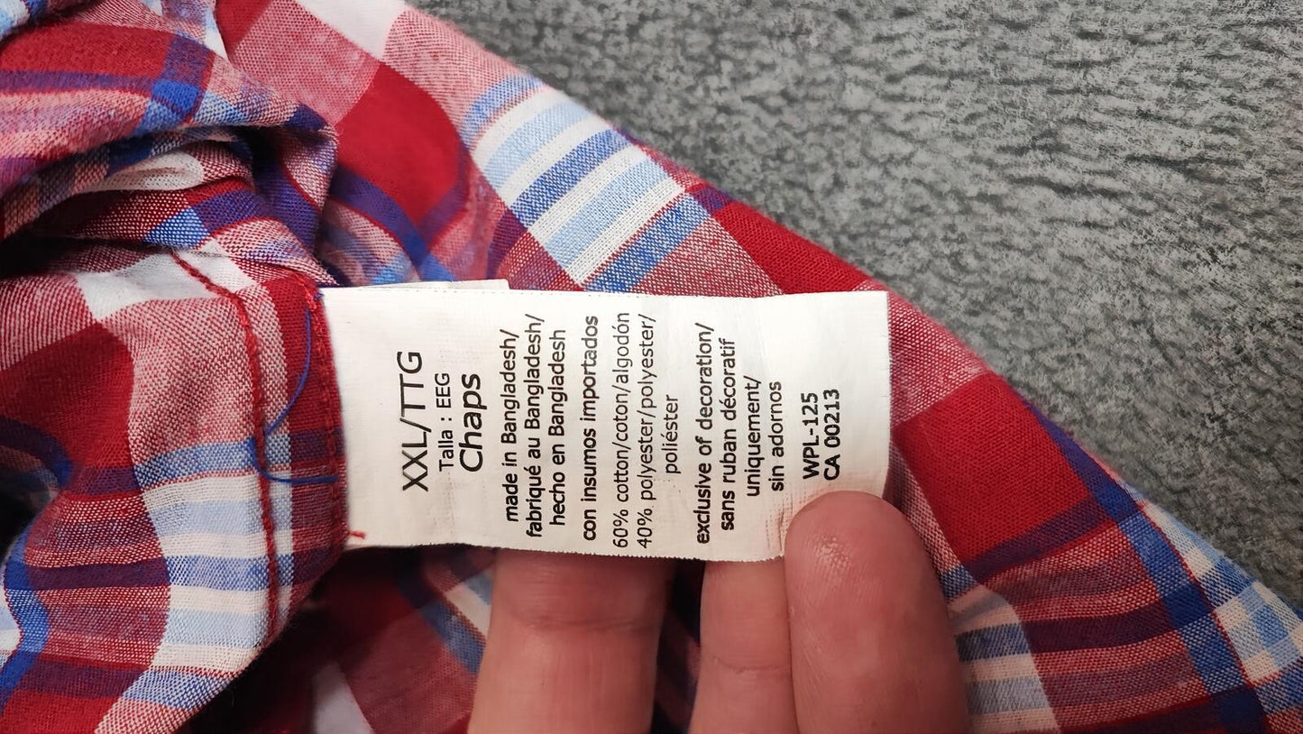 Vintage Chaps Checked Long Sleeve Shirt Red Multicolour Men's Size XXXL