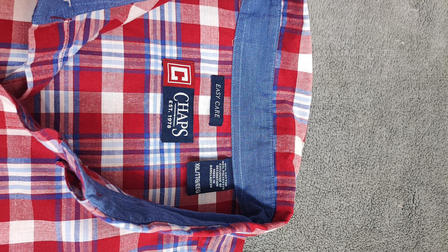 Vintage Chaps Checked Long Sleeve Shirt Red Multicolour Men's Size XXXL