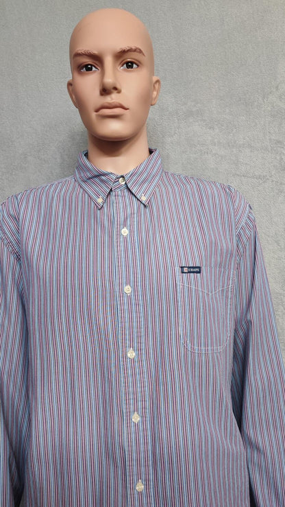 Vintage Chaps Striped Long Sleeve Shirt Blue Purple Men's Size XXL Big & Tall