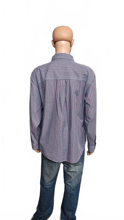Vintage Chaps Striped Long Sleeve Shirt Blue Purple Men's Size XXL Big & Tall