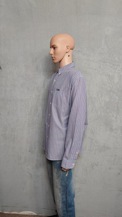 Vintage Chaps Striped Long Sleeve Shirt Blue Purple Men's Size XXL Big & Tall