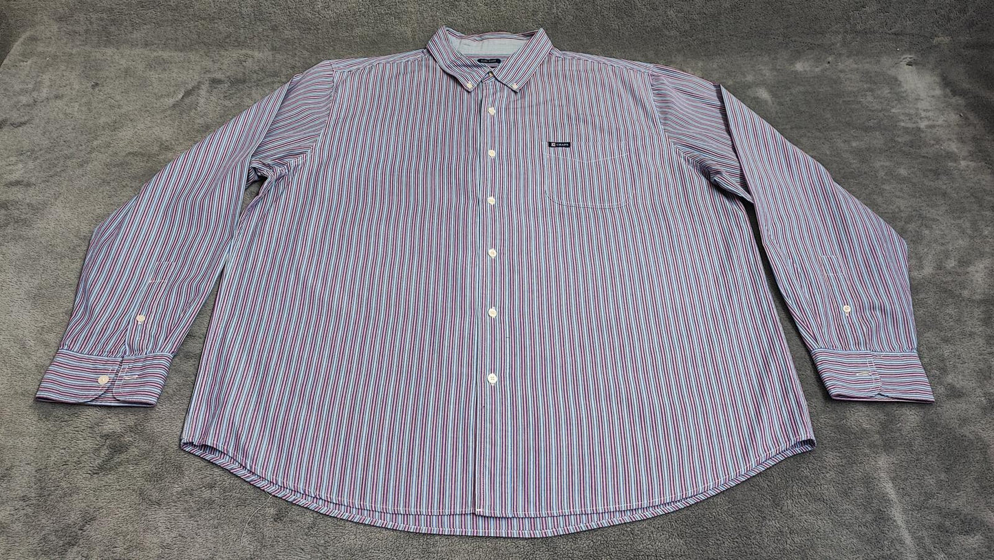Vintage Chaps Striped Long Sleeve Shirt Blue Purple Men's Size XXL Big & Tall