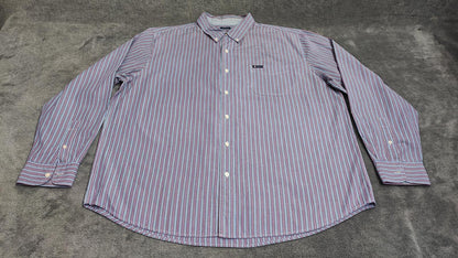 Vintage Chaps Striped Long Sleeve Shirt Blue Purple Men's Size XXL Big & Tall