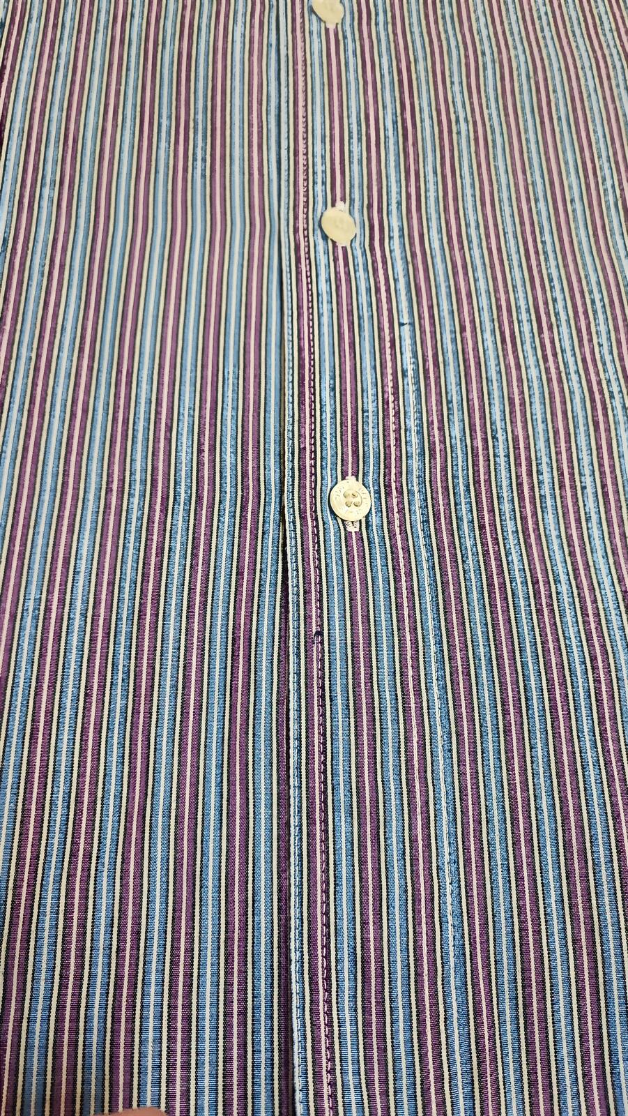 Vintage Chaps Striped Long Sleeve Shirt Blue Purple Men's Size XXL Big & Tall