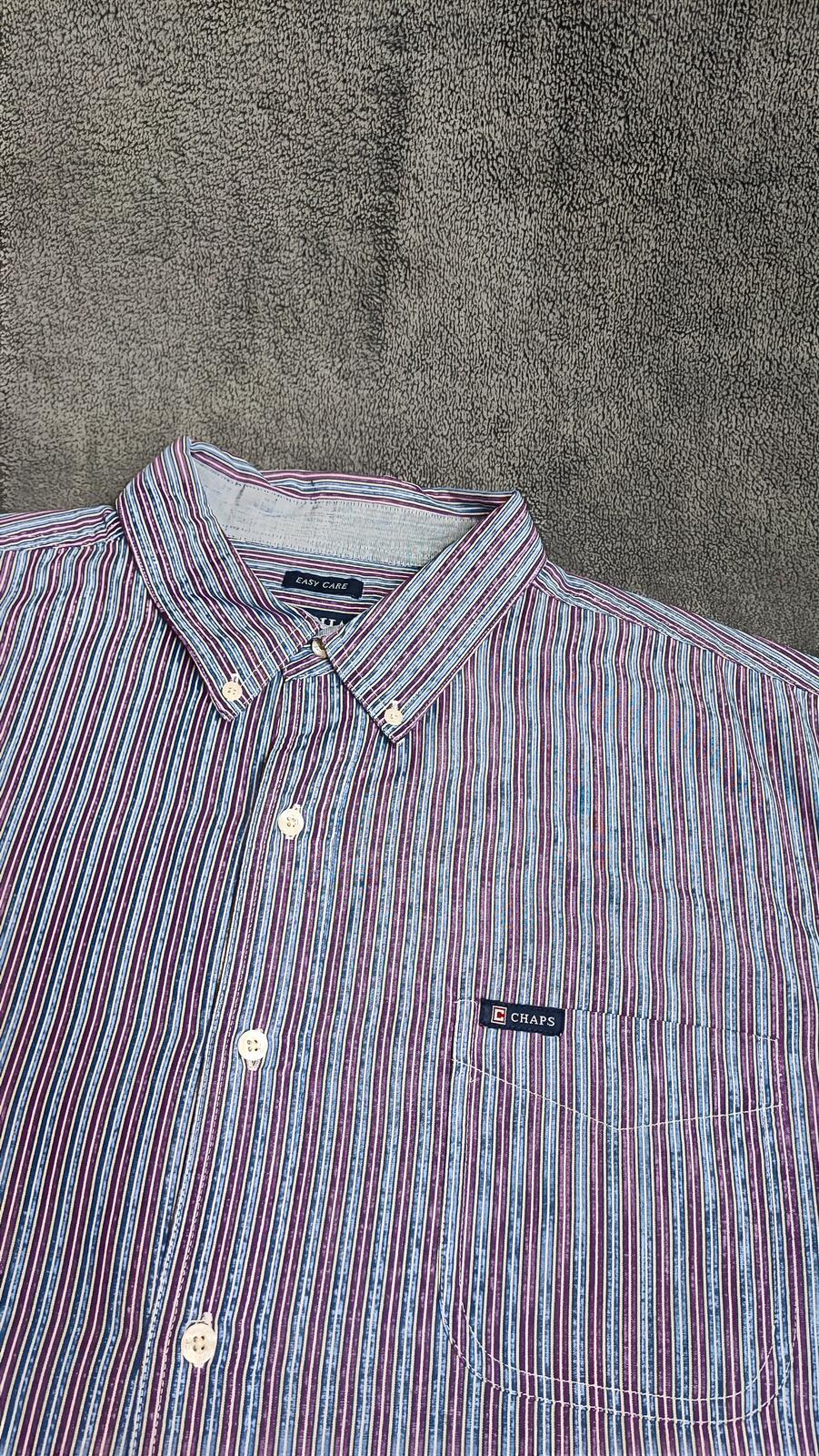 Vintage Chaps Striped Long Sleeve Shirt Blue Purple Men's Size XXL Big & Tall