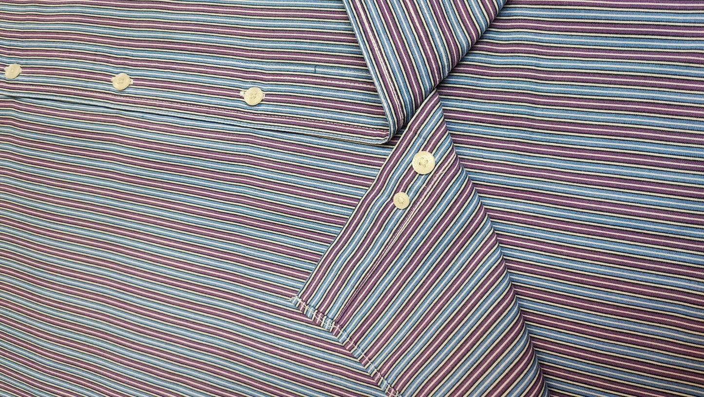 Vintage Chaps Striped Long Sleeve Shirt Blue Purple Men's Size XXL Big & Tall