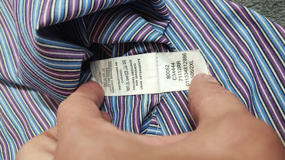 Vintage Chaps Striped Long Sleeve Shirt Blue Purple Men's Size XXL Big & Tall