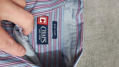 Vintage Chaps Striped Long Sleeve Shirt Blue Purple Men's Size XXL Big & Tall