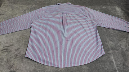 Vintage Chaps Striped Long Sleeve Shirt Blue Purple Men's Size XXL Big & Tall