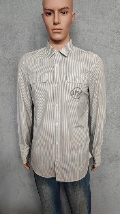 Vintage Diesel Industrial Revelation Long Sleeve Shirt Grey Stripe Men's Size M