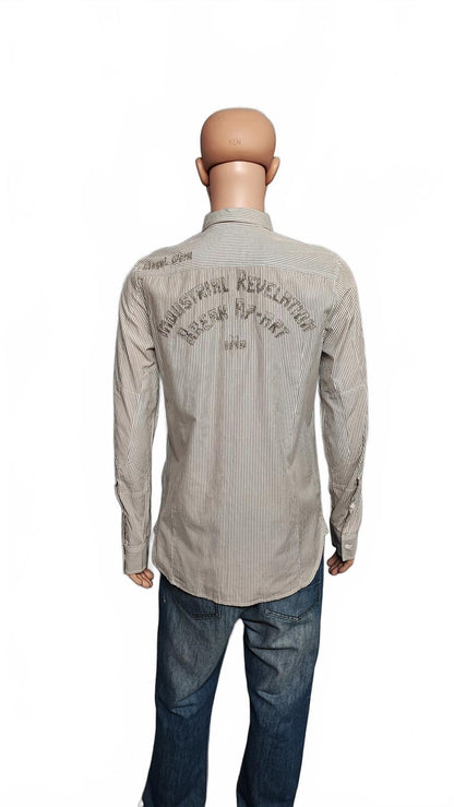 Vintage Diesel Industrial Revelation Long Sleeve Shirt Grey Stripe Men's Size M