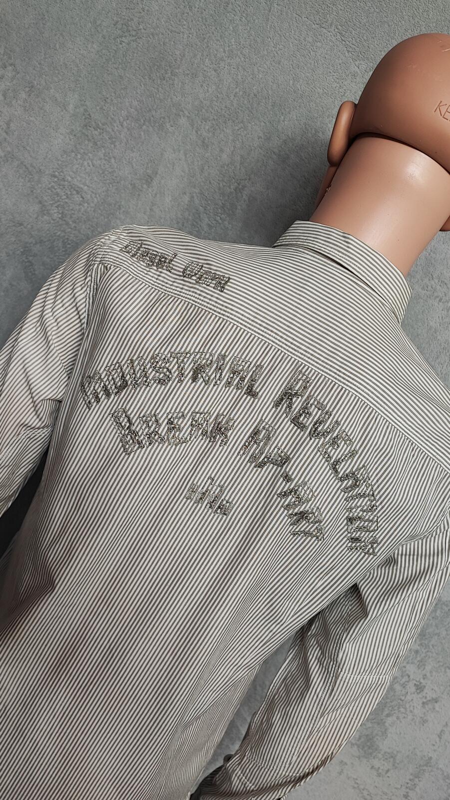 Vintage Diesel Industrial Revelation Long Sleeve Shirt Grey Stripe Men's Size M