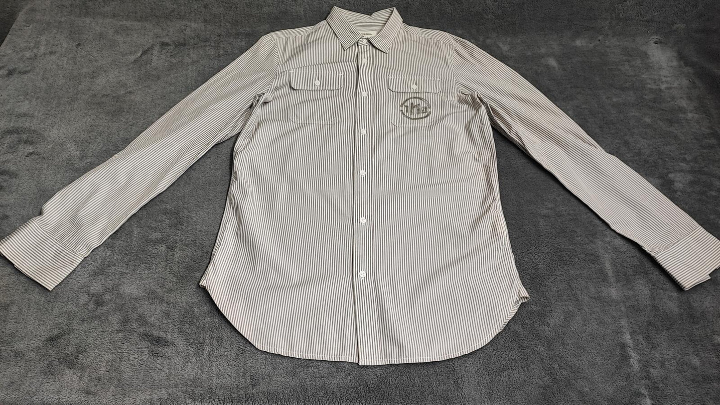 Vintage Diesel Industrial Revelation Long Sleeve Shirt Grey Stripe Men's Size M