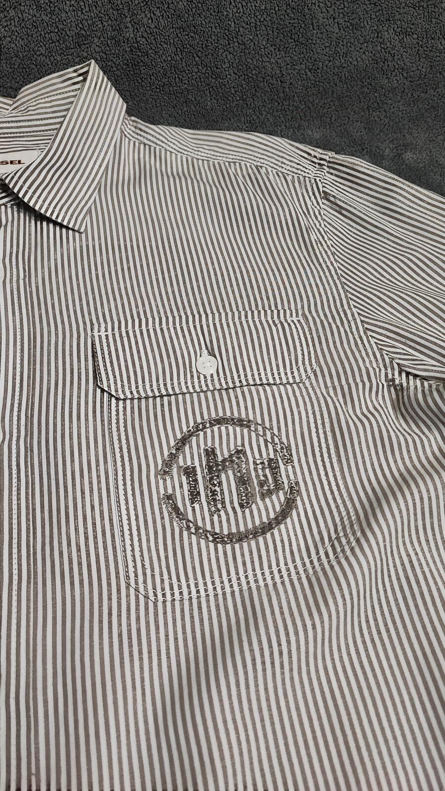 Vintage Diesel Industrial Revelation Long Sleeve Shirt Grey Stripe Men's Size M