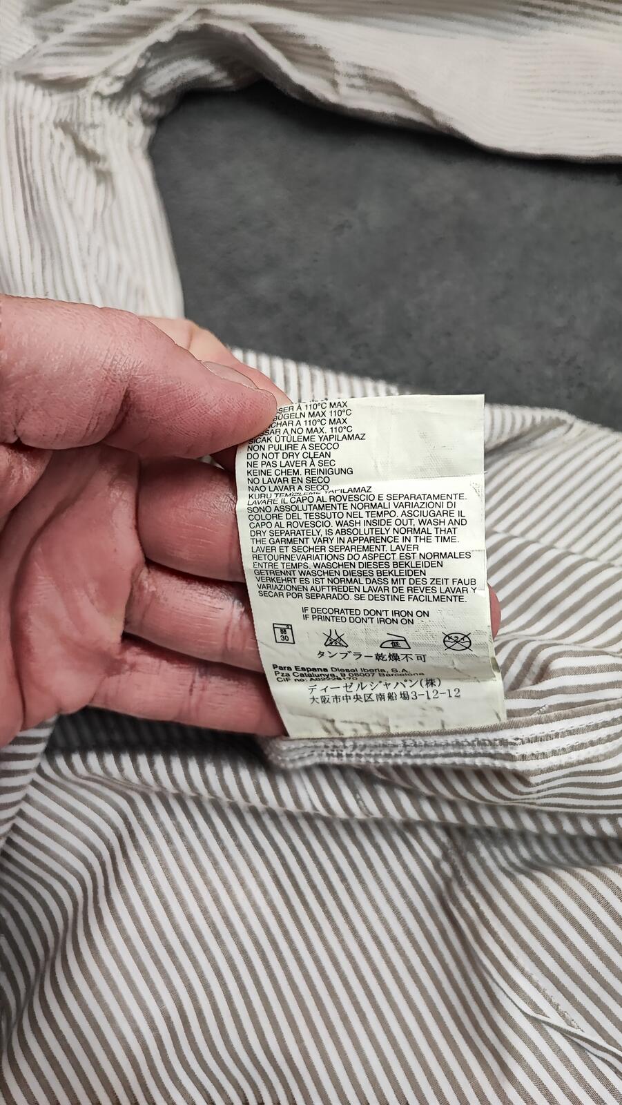 Vintage Diesel Industrial Revelation Long Sleeve Shirt Grey Stripe Men's Size M