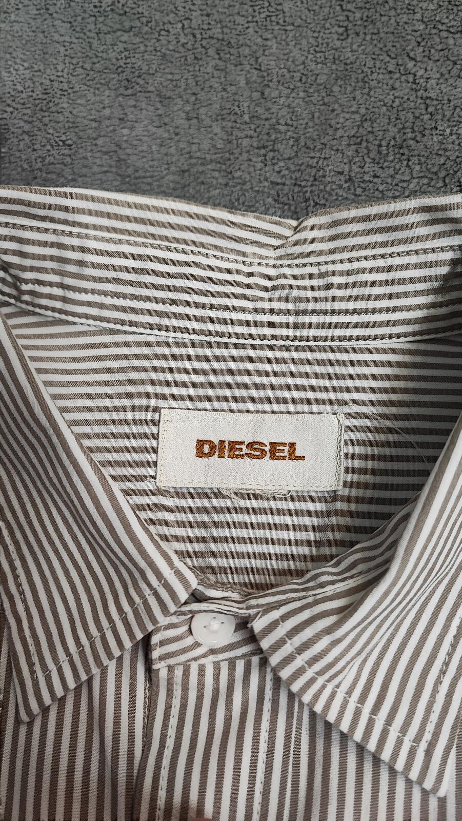 Vintage Diesel Industrial Revelation Long Sleeve Shirt Grey Stripe Men's Size M