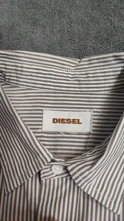 Vintage Diesel Industrial Revelation Long Sleeve Shirt Grey Stripe Men's Size M