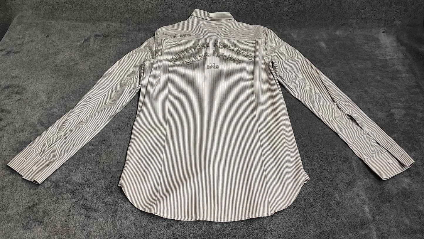 Vintage Diesel Industrial Revelation Long Sleeve Shirt Grey Stripe Men's Size M