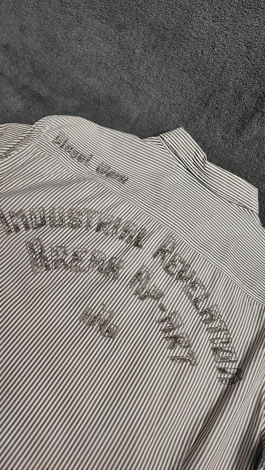 Vintage Diesel Industrial Revelation Long Sleeve Shirt Grey Stripe Men's Size M