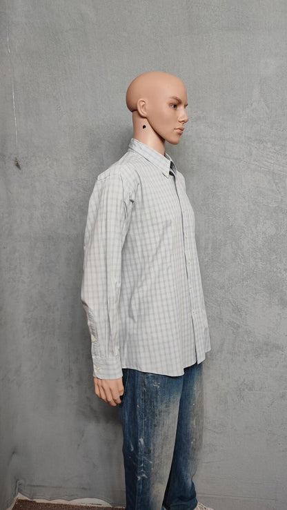 Vintage Chaps Striped Long Sleeve Shirt Grey White Men's Size XXL