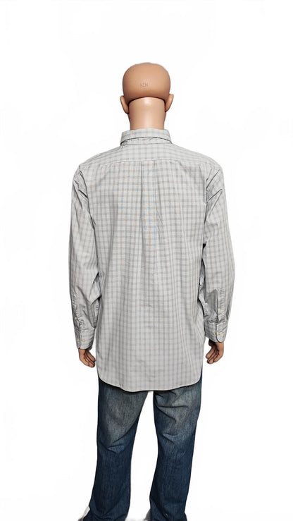 Vintage Chaps Striped Long Sleeve Shirt Grey White Men's Size XXL