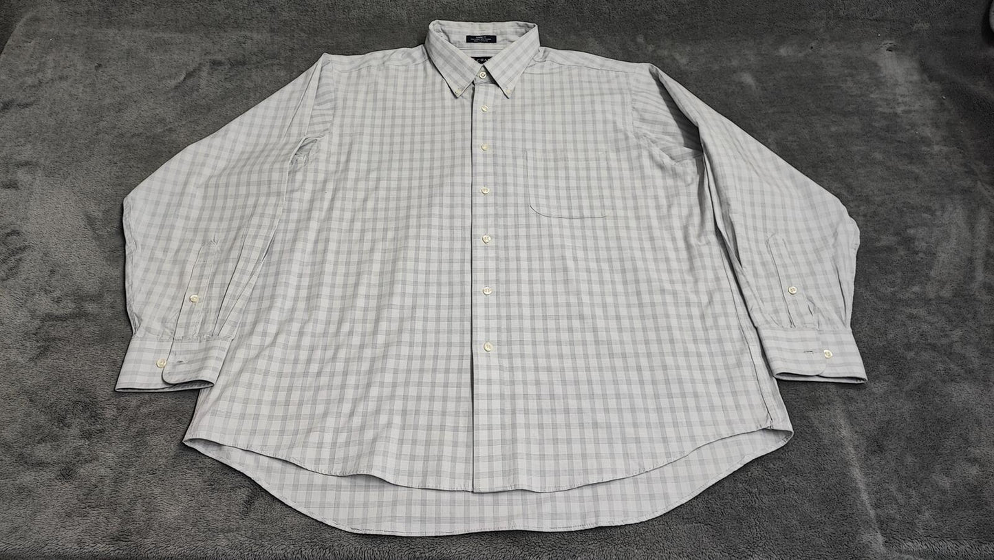Vintage Chaps Striped Long Sleeve Shirt Grey White Men's Size XXL