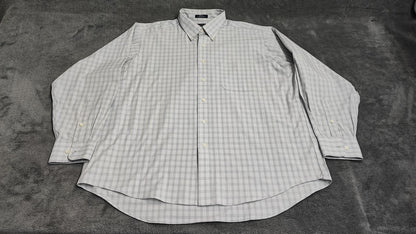 Vintage Chaps Striped Long Sleeve Shirt Grey White Men's Size XXL