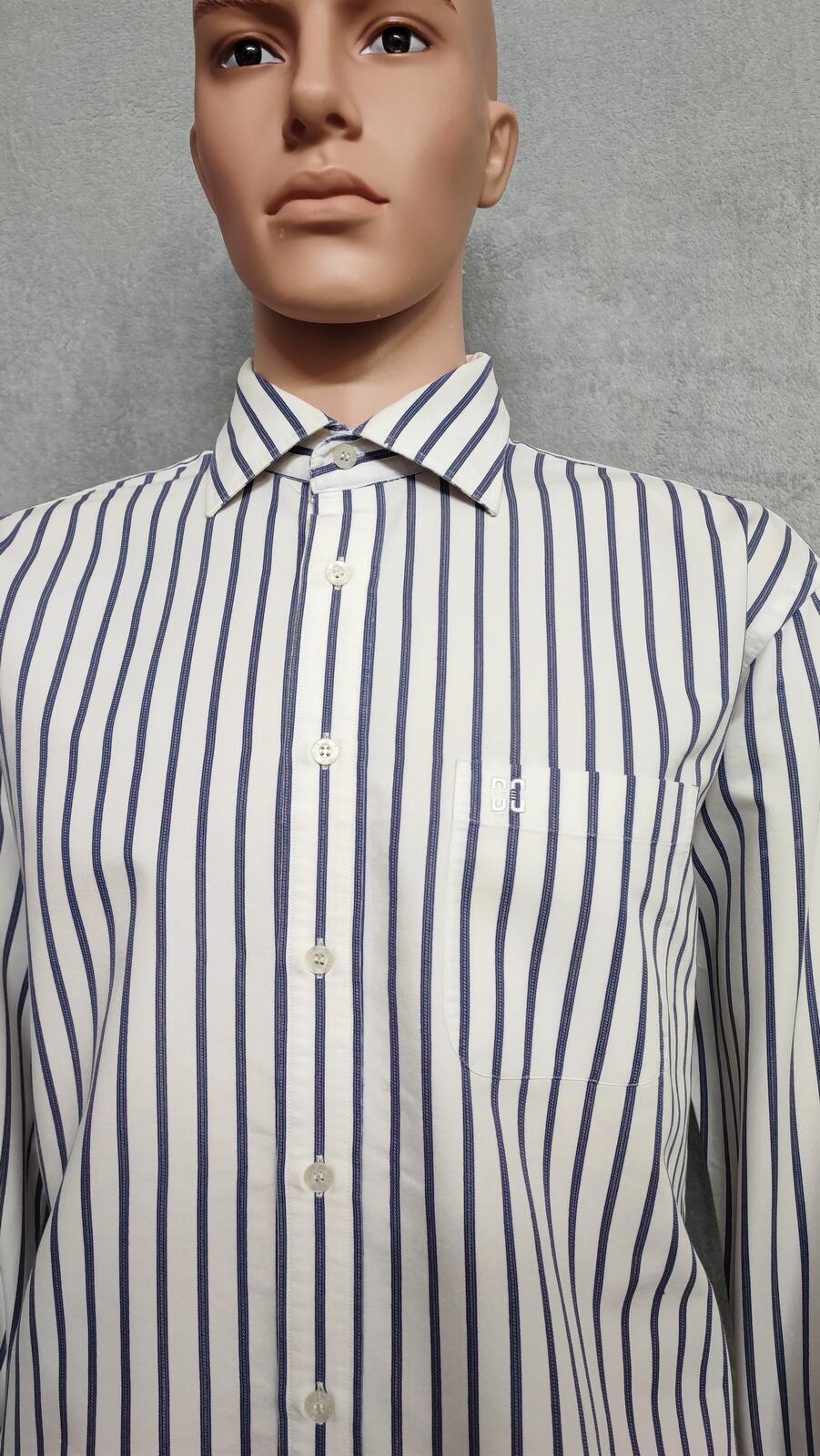 Vintage Daks London Striped Long Sleeve Luxury Heritage Shirt White Men's XL