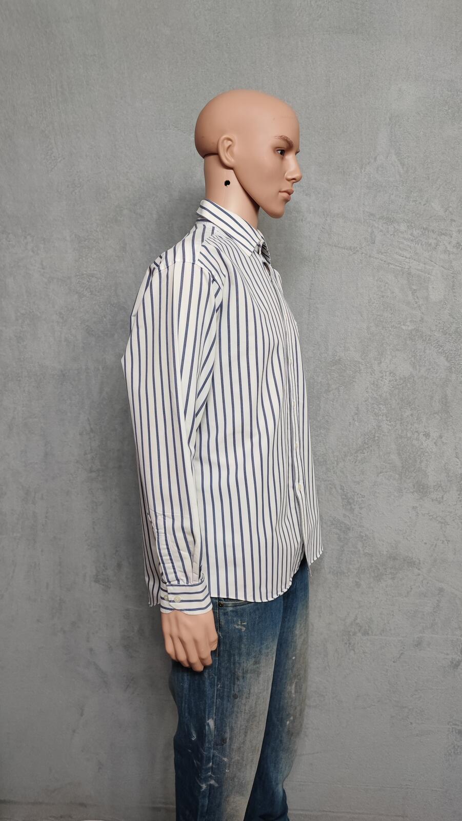 Vintage Daks London Striped Long Sleeve Luxury Heritage Shirt White Men's XL