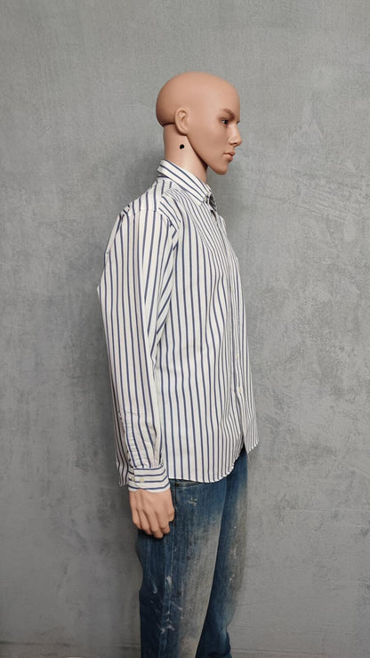 Vintage Daks London Striped Long Sleeve Luxury Heritage Shirt White Men's XL