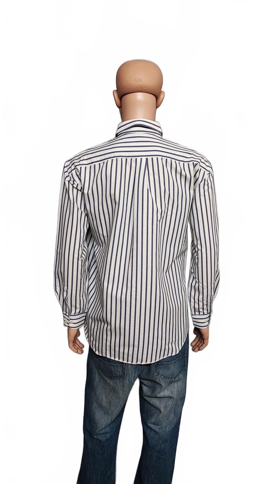 Vintage Daks London Striped Long Sleeve Luxury Heritage Shirt White Men's XL
