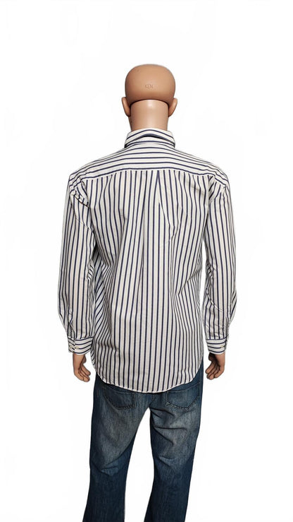 Vintage Daks London Striped Long Sleeve Luxury Heritage Shirt White Men's XL