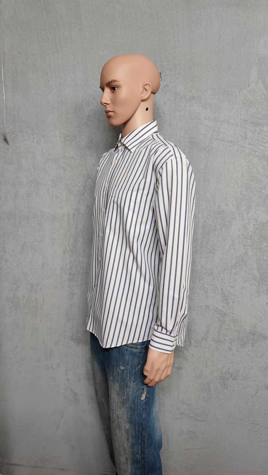 Vintage Daks London Striped Long Sleeve Luxury Heritage Shirt White Men's XL