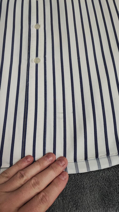 Vintage Daks London Striped Long Sleeve Luxury Heritage Shirt White Men's XL