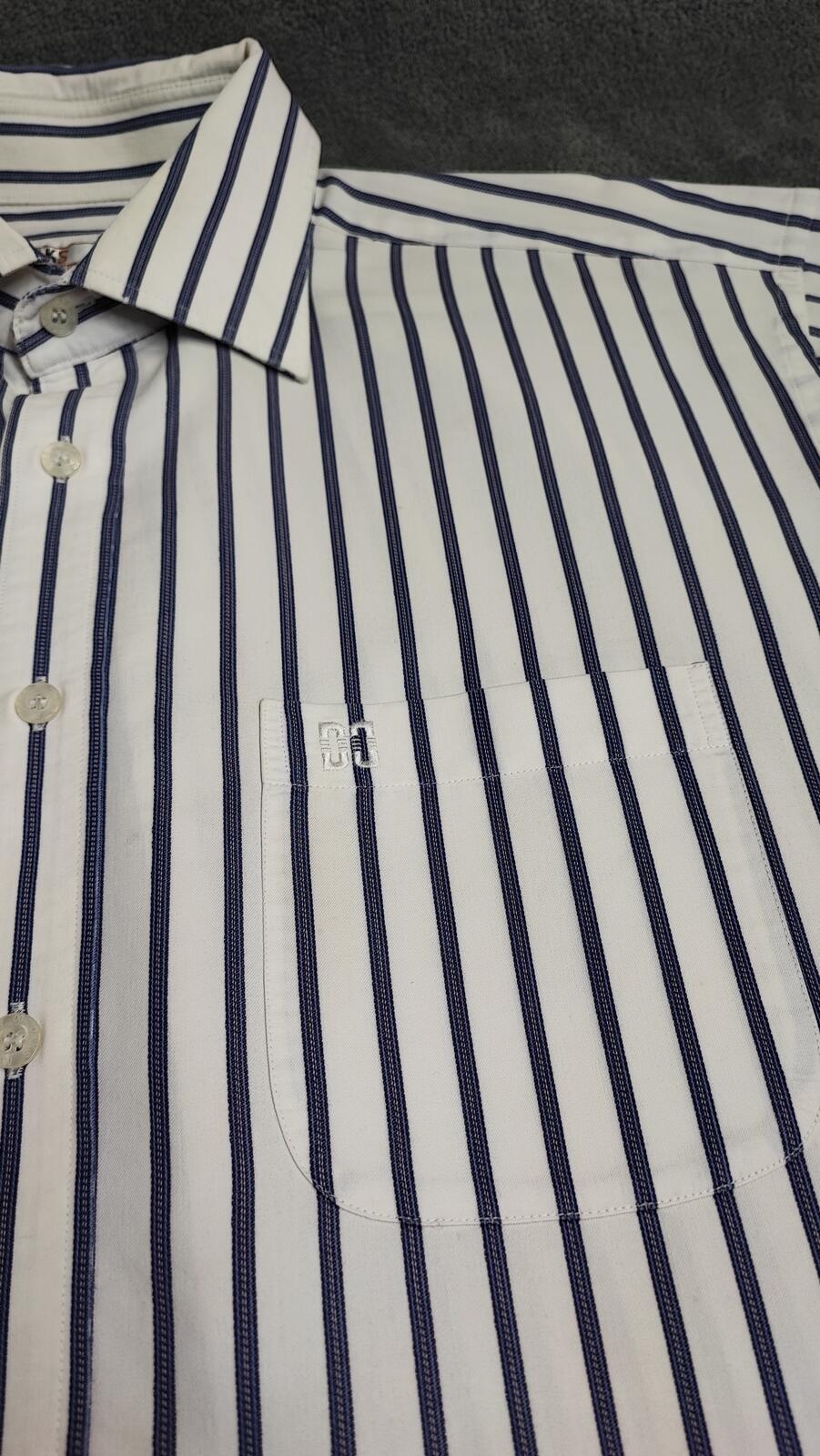 Vintage Daks London Striped Long Sleeve Luxury Heritage Shirt White Men's XL