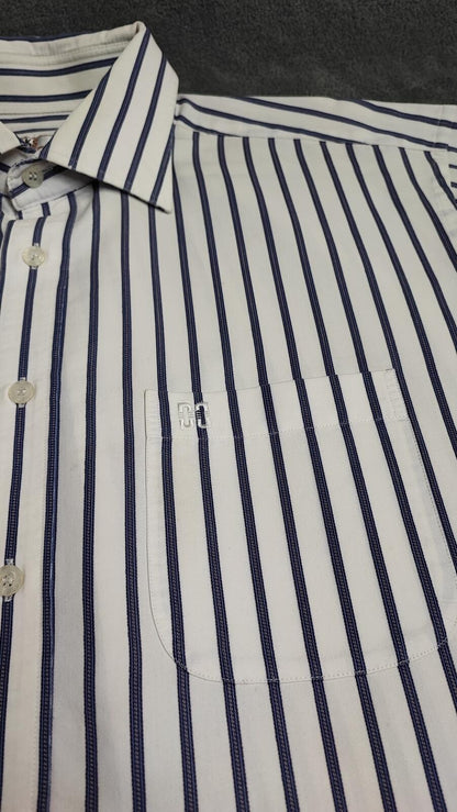 Vintage Daks London Striped Long Sleeve Luxury Heritage Shirt White Men's XL