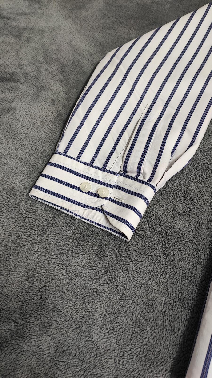 Vintage Daks London Striped Long Sleeve Luxury Heritage Shirt White Men's XL