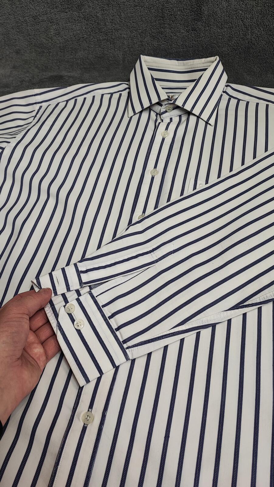 Vintage Daks London Striped Long Sleeve Luxury Heritage Shirt White Men's XL