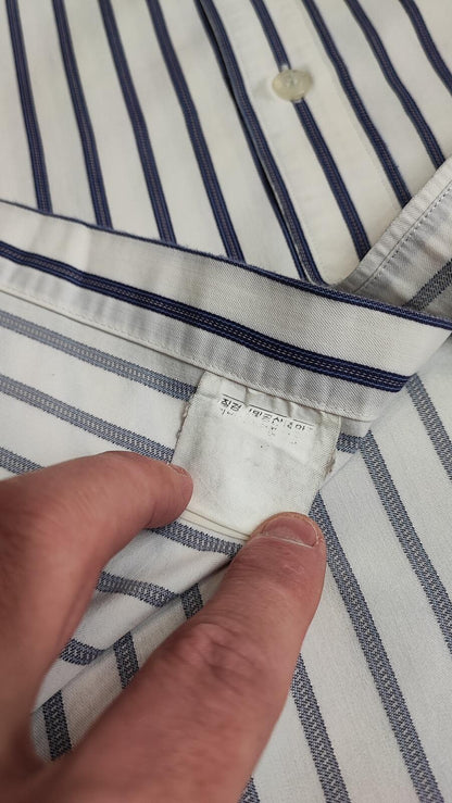 Vintage Daks London Striped Long Sleeve Luxury Heritage Shirt White Men's XL