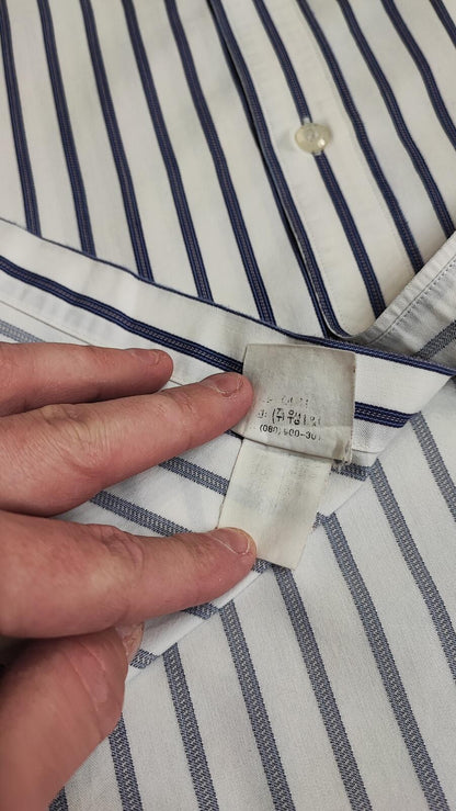 Vintage Daks London Striped Long Sleeve Luxury Heritage Shirt White Men's XL