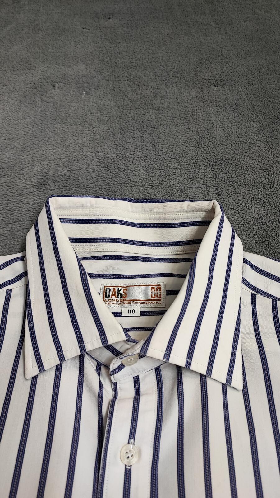 Vintage Daks London Striped Long Sleeve Luxury Heritage Shirt White Men's XL