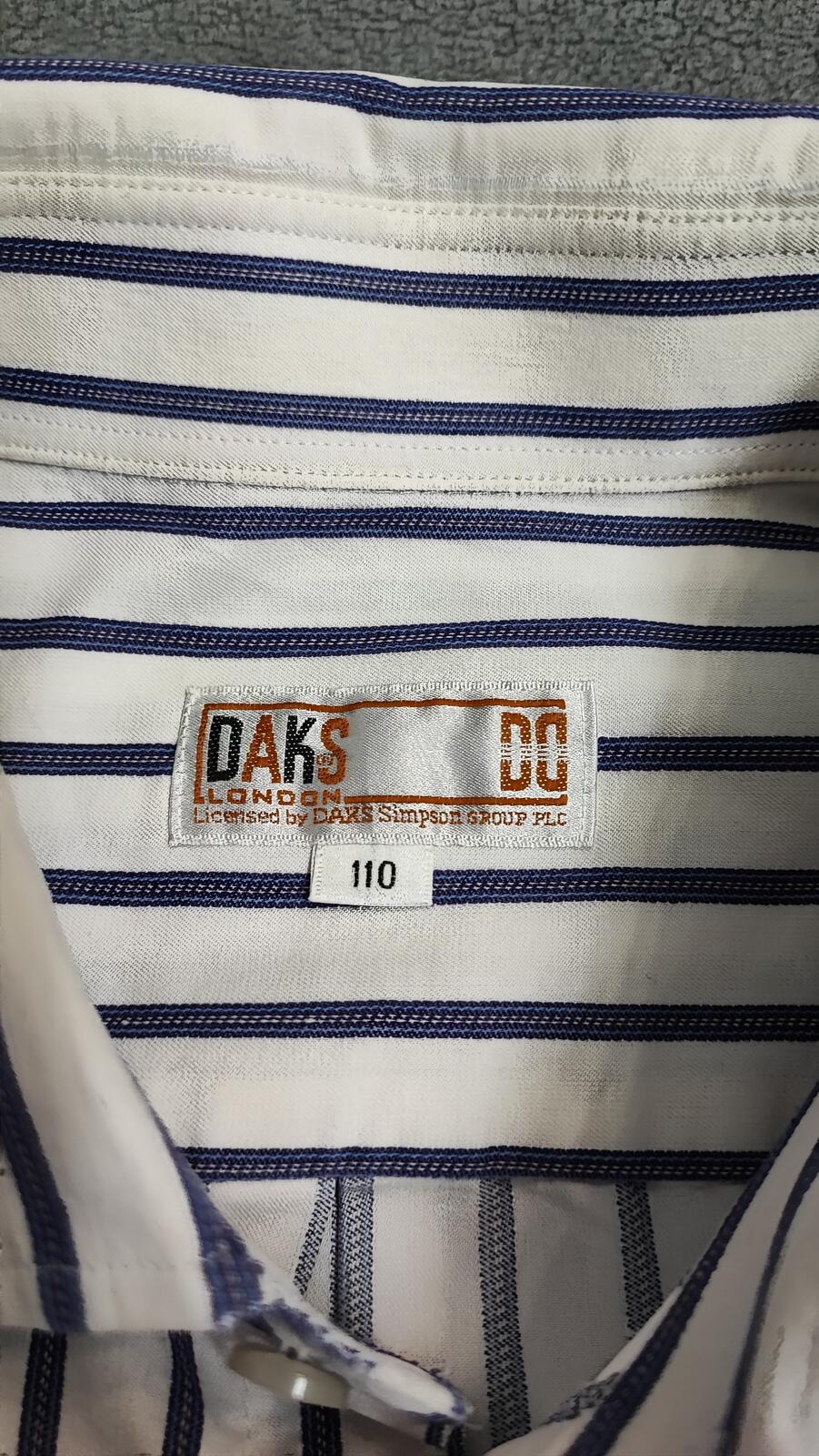 Vintage Daks London Striped Long Sleeve Luxury Heritage Shirt White Men's XL