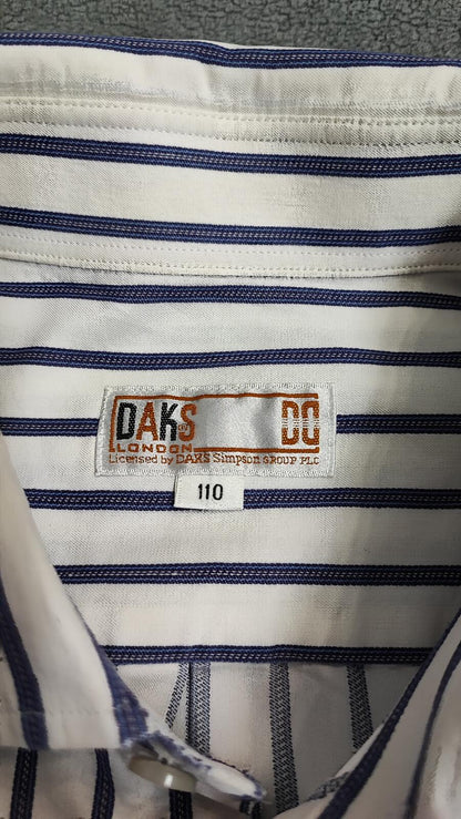 Vintage Daks London Striped Long Sleeve Luxury Heritage Shirt White Men's XL