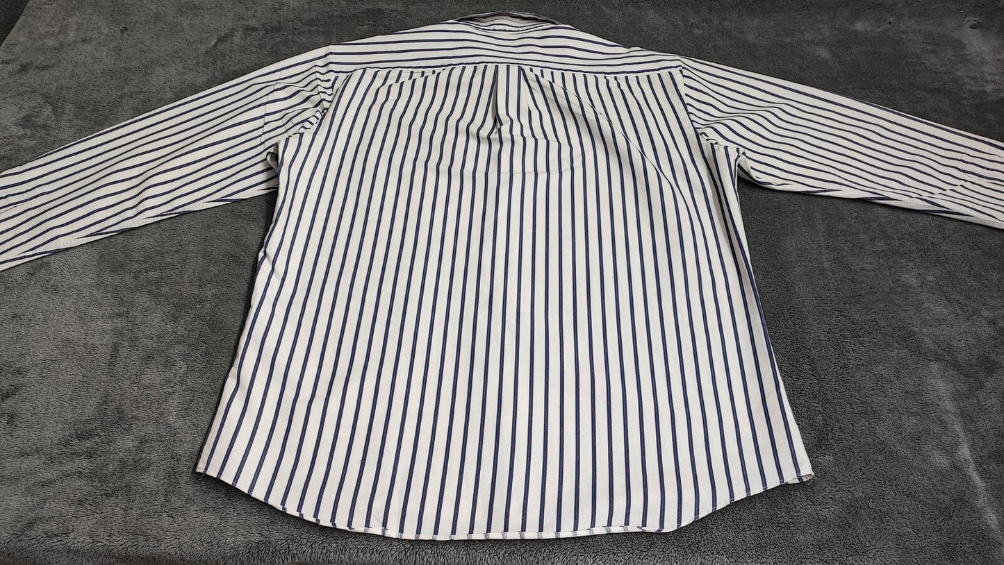 Vintage Daks London Striped Long Sleeve Luxury Heritage Shirt White Men's XL