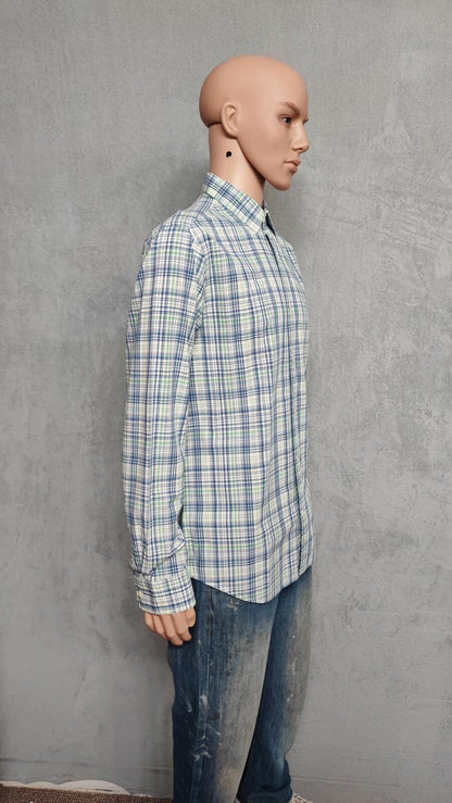 Vintage Gap Checked Long Sleeve Plaid Flannel Grunge Shirt Blue Men Size Large
