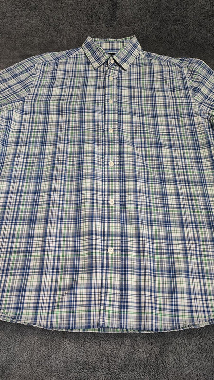 Vintage Gap Checked Long Sleeve Plaid Flannel Grunge Shirt Blue Men Size Large