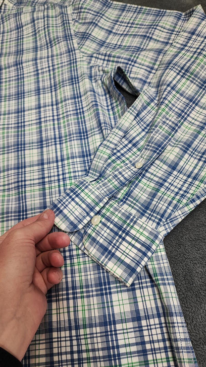 Vintage Gap Checked Long Sleeve Plaid Flannel Grunge Shirt Blue Men Size Large
