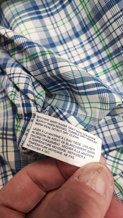 Vintage Gap Checked Long Sleeve Plaid Flannel Grunge Shirt Blue Men Size Large